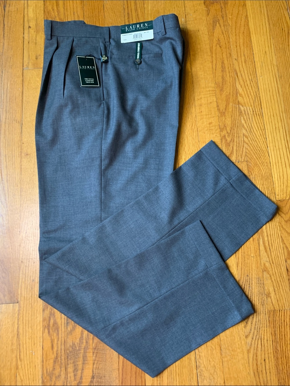 Lauren Ralph Lauren Men's Med Gray 100%Wool Dress Slacks 34Wx34L New with Tags